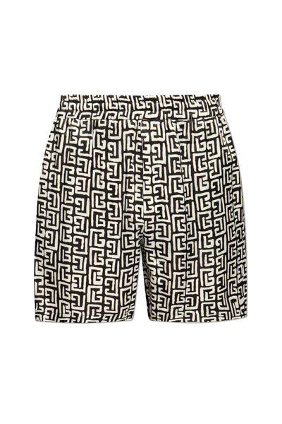 BALMAIN Monogram Print Mini Shorts