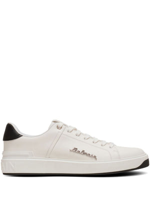 BALMAIN Monochrome Calfskin Court Sneakers