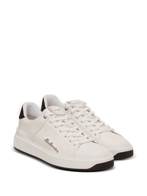 BALMAIN Monochrome Calfskin Court Sneakers