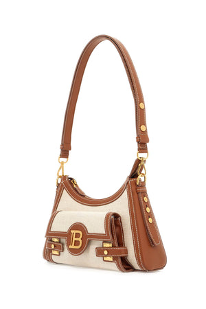 BALMAIN Chic Canvas & Leather Hobo Handbag with Gold-Tone Accents