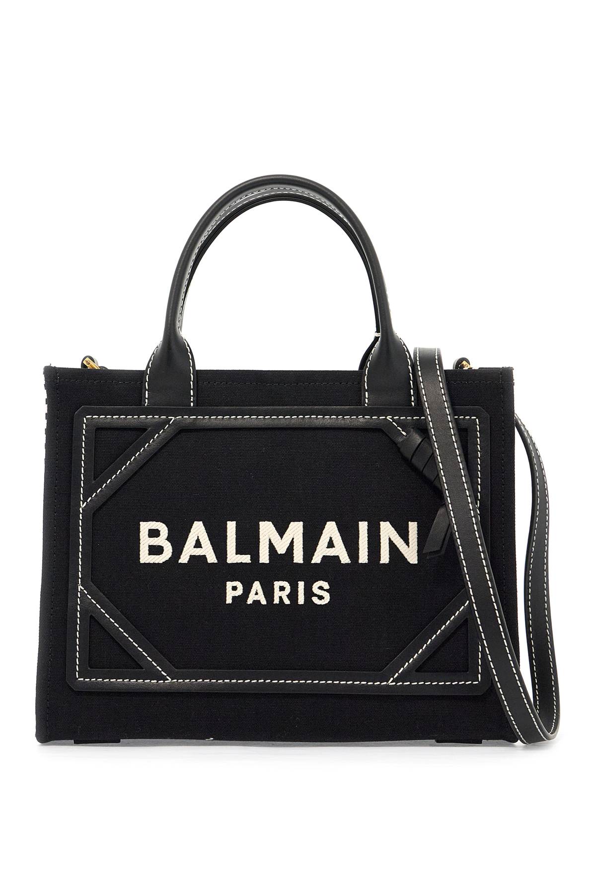 BALMAIN Chic Canvas & Leather Monogram Tote