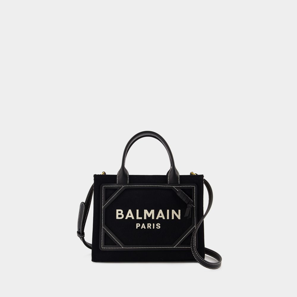 BALMAIN Chic Canvas & Leather Monogram Tote