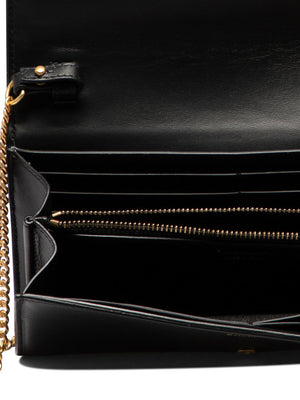 BALMAIN Luxurious Black Leather Wallet on Chain for Sophisticated Women