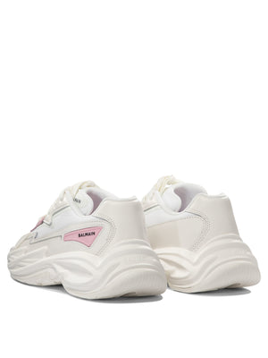 BALMAIN Chic Run-Row White Leather Sneakers