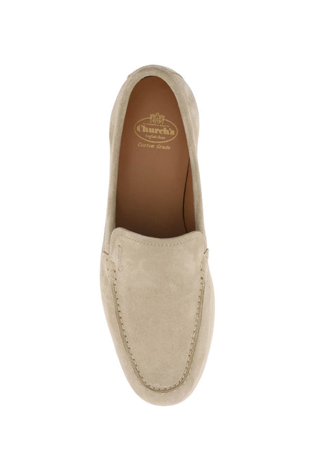 CHURCH'S Women's Suede Moccasins with Embossed Logo and Printed Sole - Tan