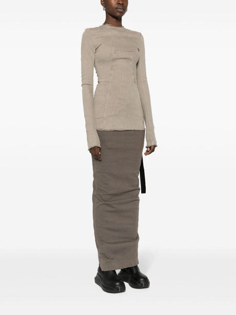 RICK OWENS Contemporary Taupe Grey Denim T-Shirt