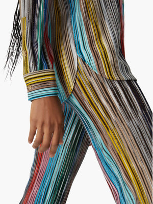 MISSONI High-Waisted Flared Leg Striped Trousers