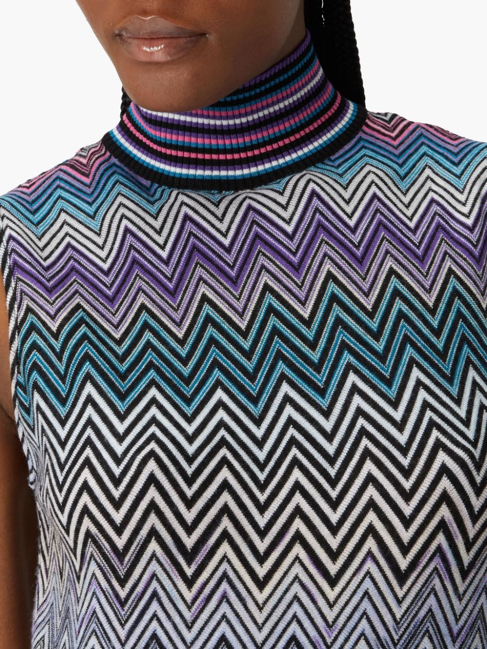 MISSONI Zigzag Wool Top with High Neck