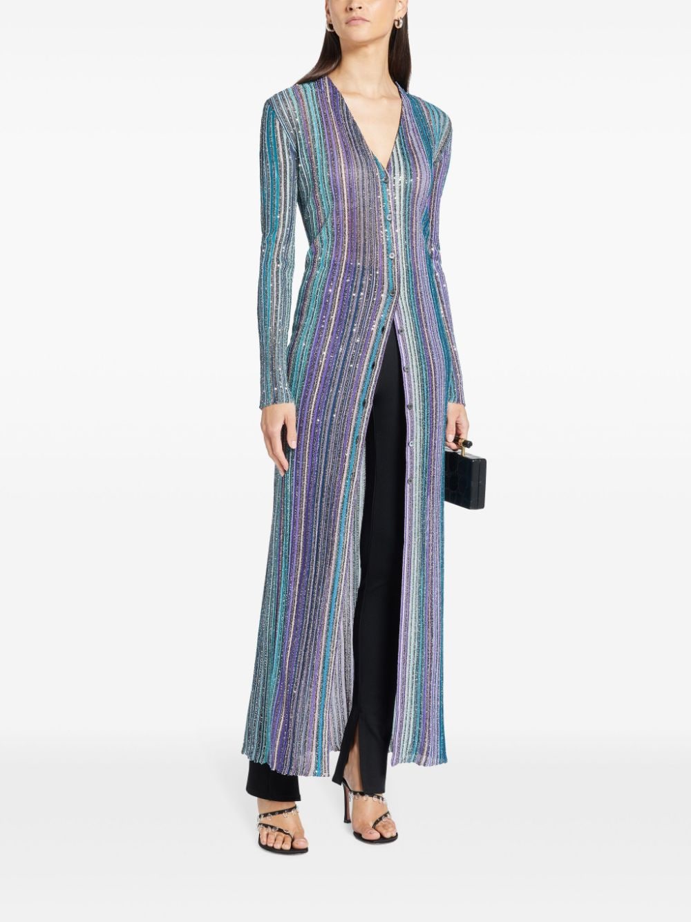 MISSONI Elegant Striped Long Cardigan