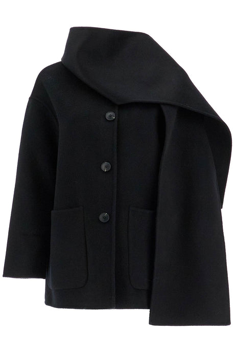 THE DYNAMIS STUDIO Antwerp Boxy Wool Jacket with Removable Scarf - Size 38