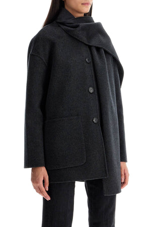 THE DYNAMIS STUDIO Antwerp Boxy Wool Jacket with Removable Scarf - Size 38