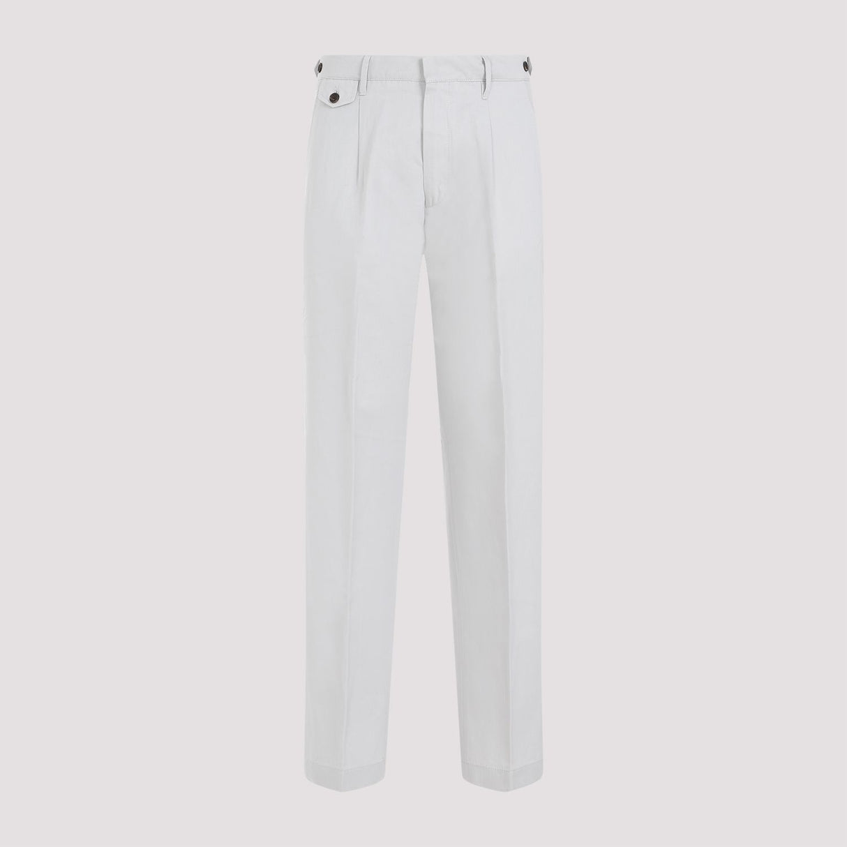 DUNHILL Men's Gray Pleated Cotton-Linen Chino Pants for SS24