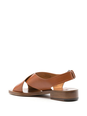 CHURCH'S Women's Brown Cross-Strap Leather Sandals