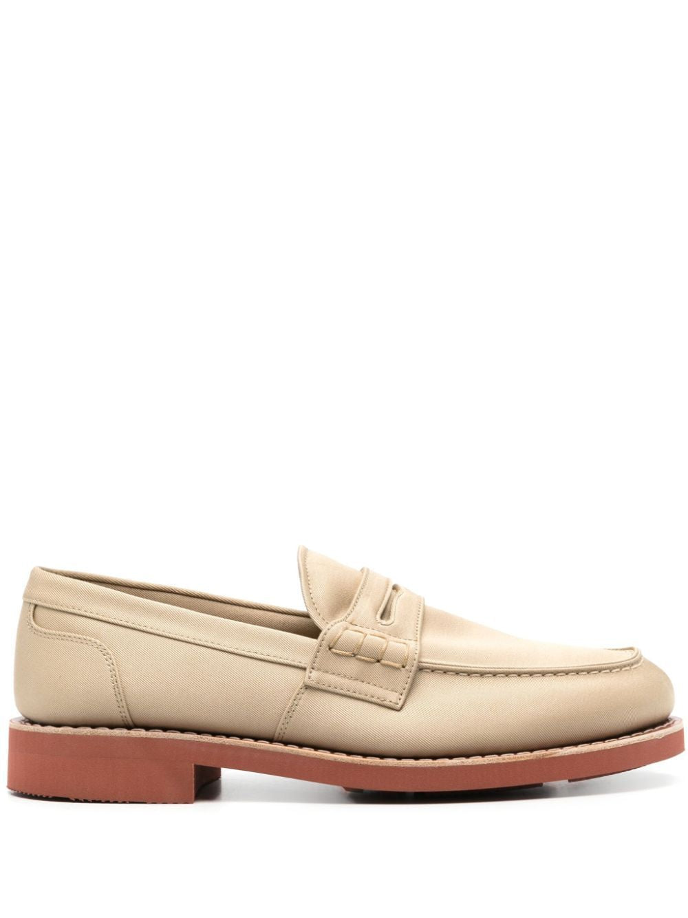 CHURCH'S Beige Canvas Loafers with Terracotta Rubber Sole for Men