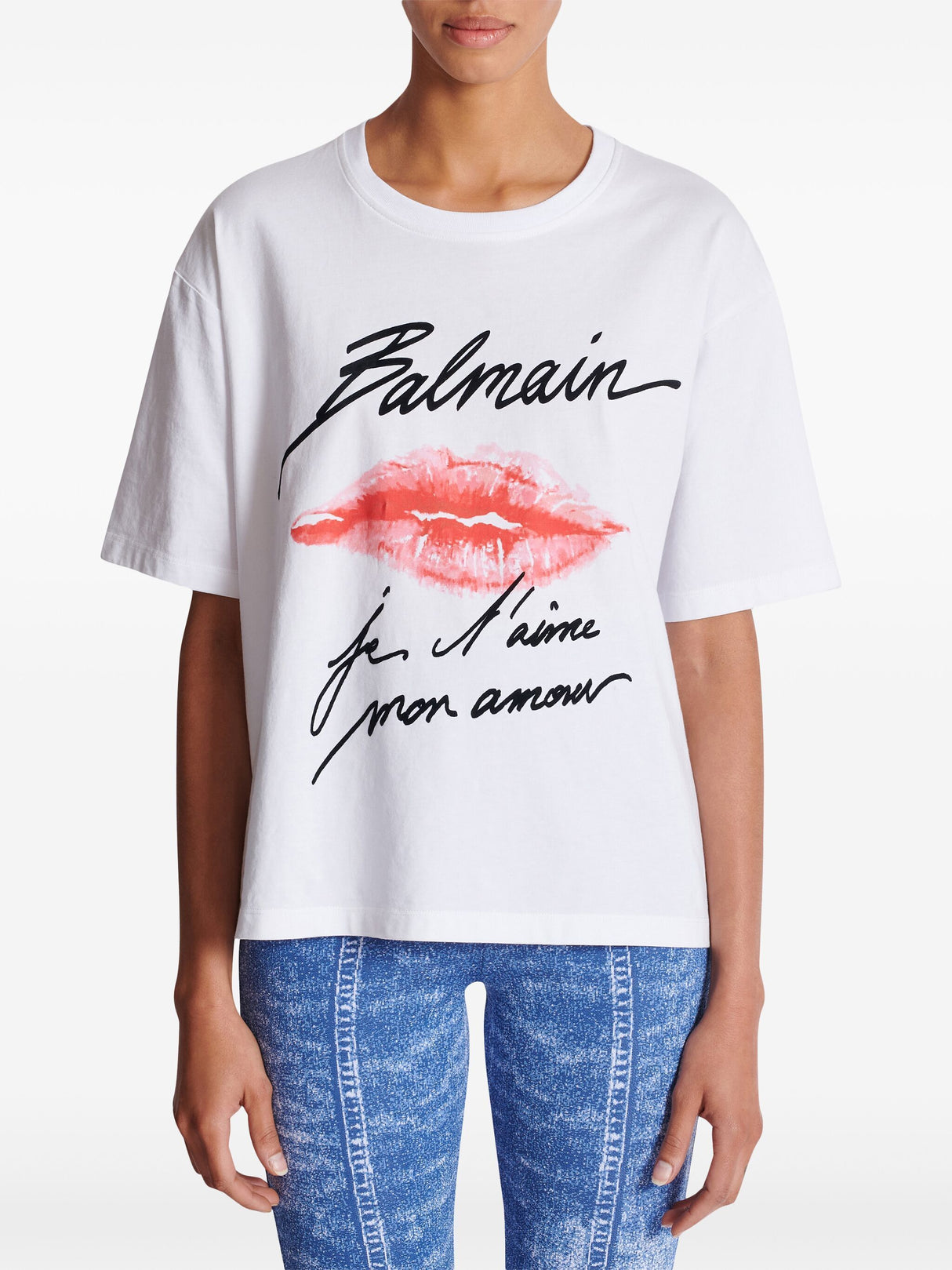 BALMAIN Kiss Print T-Shirt for Women - A Stylish Add-On for SS25