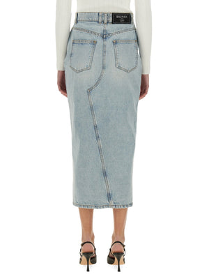 BALMAIN Chic Denim Midi Skirt - Size 36 FR