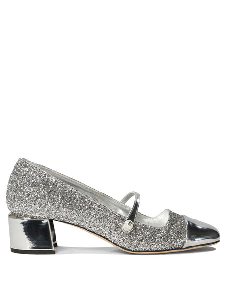 JIMMY CHOO Elegant Glittered Pumps - 45mm Wide Heel