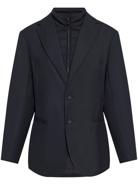 EMPORIO ARMANI Midnight Blue Wool Blend Single-Breasted Jacket