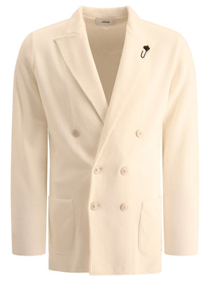 LARDINI Double-Breasted Cotton Blazer