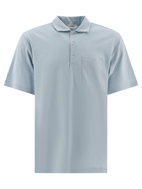 LARDINI Classic Sky-Blue Polo Shirt with Chest Pocket