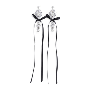 SIMONE ROCHA Long Crystal Crest Bow Earrings