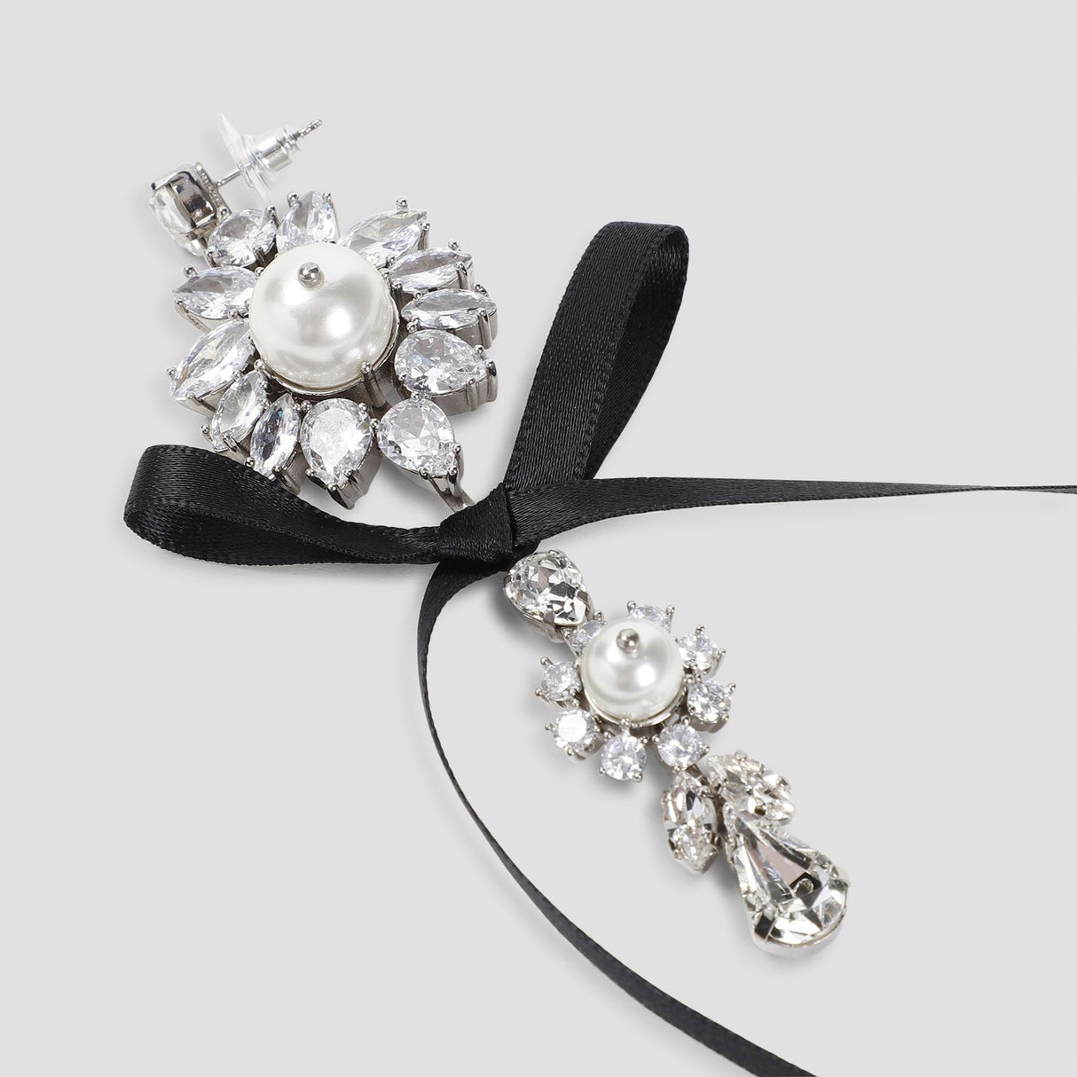 SIMONE ROCHA Long Crystal Crest Bow Earrings