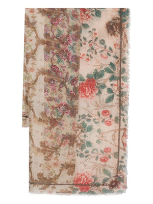 PIERRE LOUIS MASCIA Elegant Floral Printed Wool Scarf 135x195cm