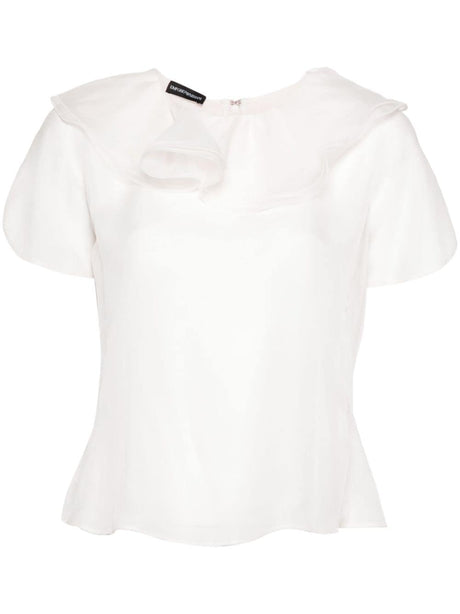 EMPORIO ARMANI Silk Ruffled Mini Top