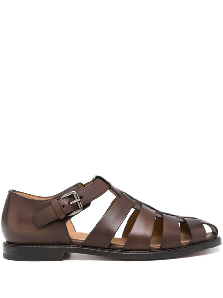 CHURCH'S Modern Fisherman Sandals for Men in Brown Leather