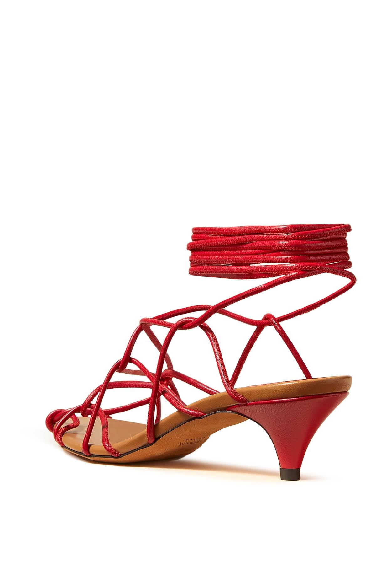 KHAITE Arden Low Heel Ankle-Tie Sandals