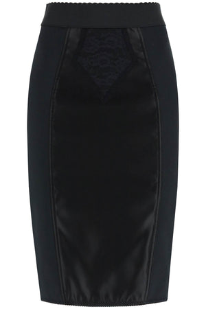 DOLCE & GABBANA Knee-Length Mini Satin and Powernet Skirt for Women - Inspired by Corsetry Design