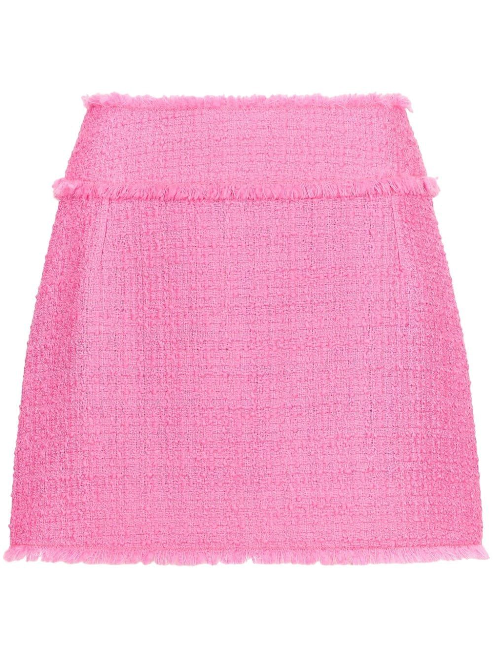 DOLCE & GABBANA High-Waist Pink and Purple Tweed Wool A-Line Skirt