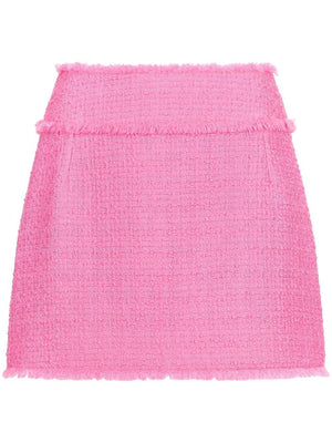 DOLCE & GABBANA High-Waist Pink and Purple Tweed Wool A-Line Skirt