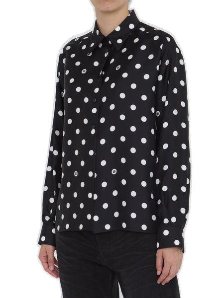 DOLCE & GABBANA Elegant Silk Twill Polka-Dot Shirt