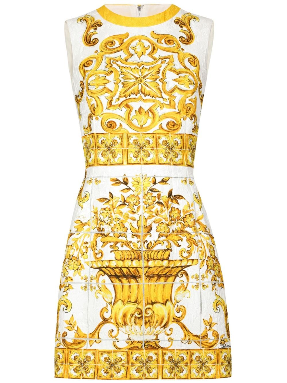 DOLCE & GABBANA Majolica Yellow Silk Mini Dress