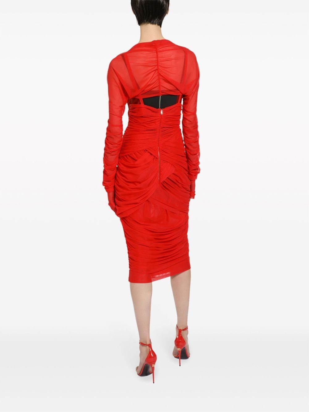 DOLCE & GABBANA Red Draped Dress for Women - Fall/Winter 2023 Collection