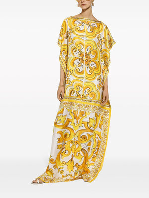 DOLCE & GABBANA Elegant Sunlit Silk Maxi Dress