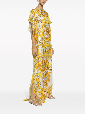 DOLCE & GABBANA Elegant Sunlit Silk Maxi Dress