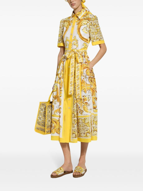 DOLCE & GABBANA Majolica Print Cotton Shirt Dress