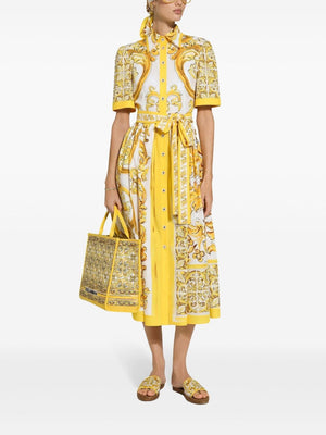 DOLCE & GABBANA Sunlit Majolica Cotton Midi Dress