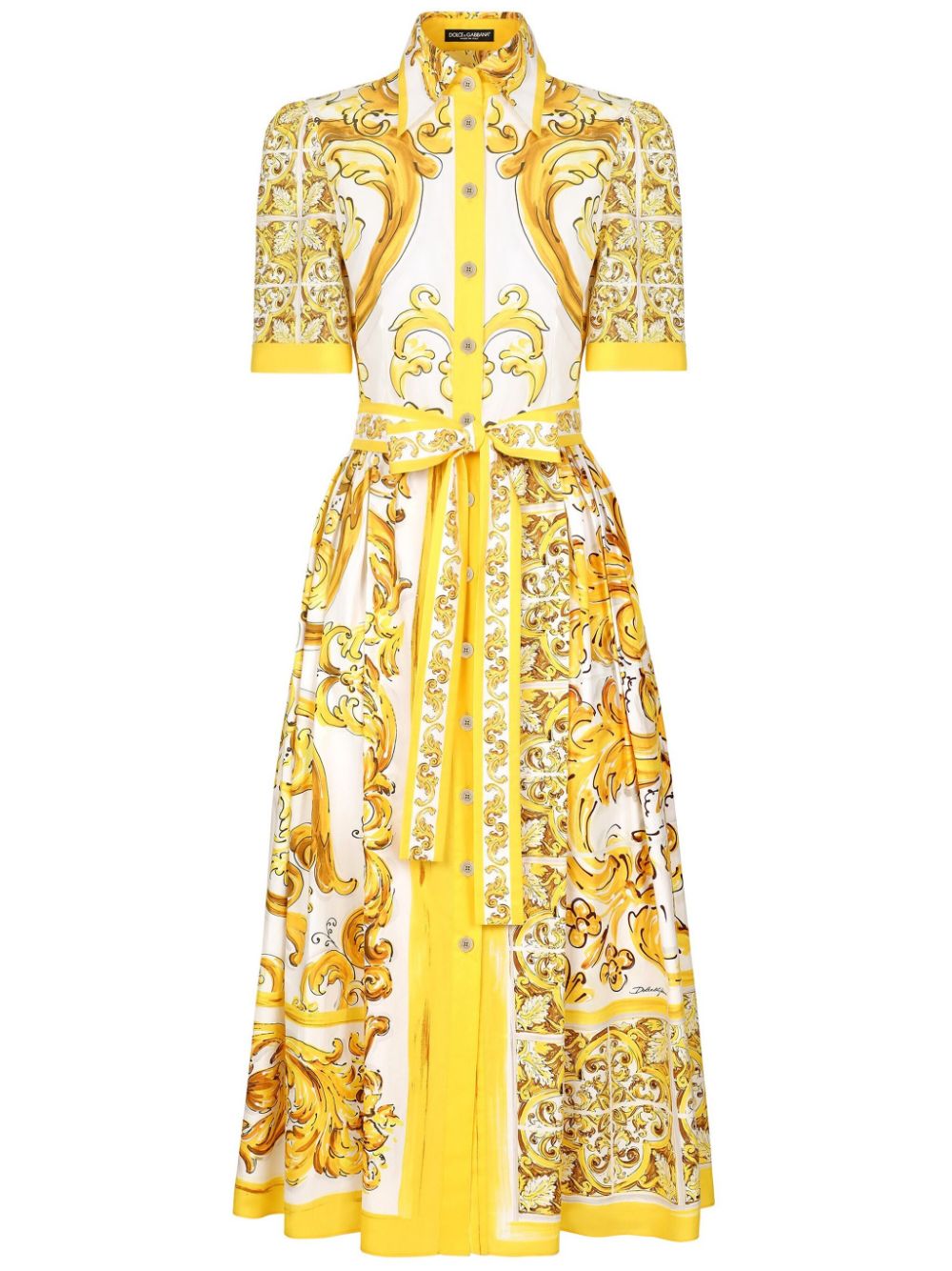 DOLCE & GABBANA Sunlit Majolica Cotton Midi Dress