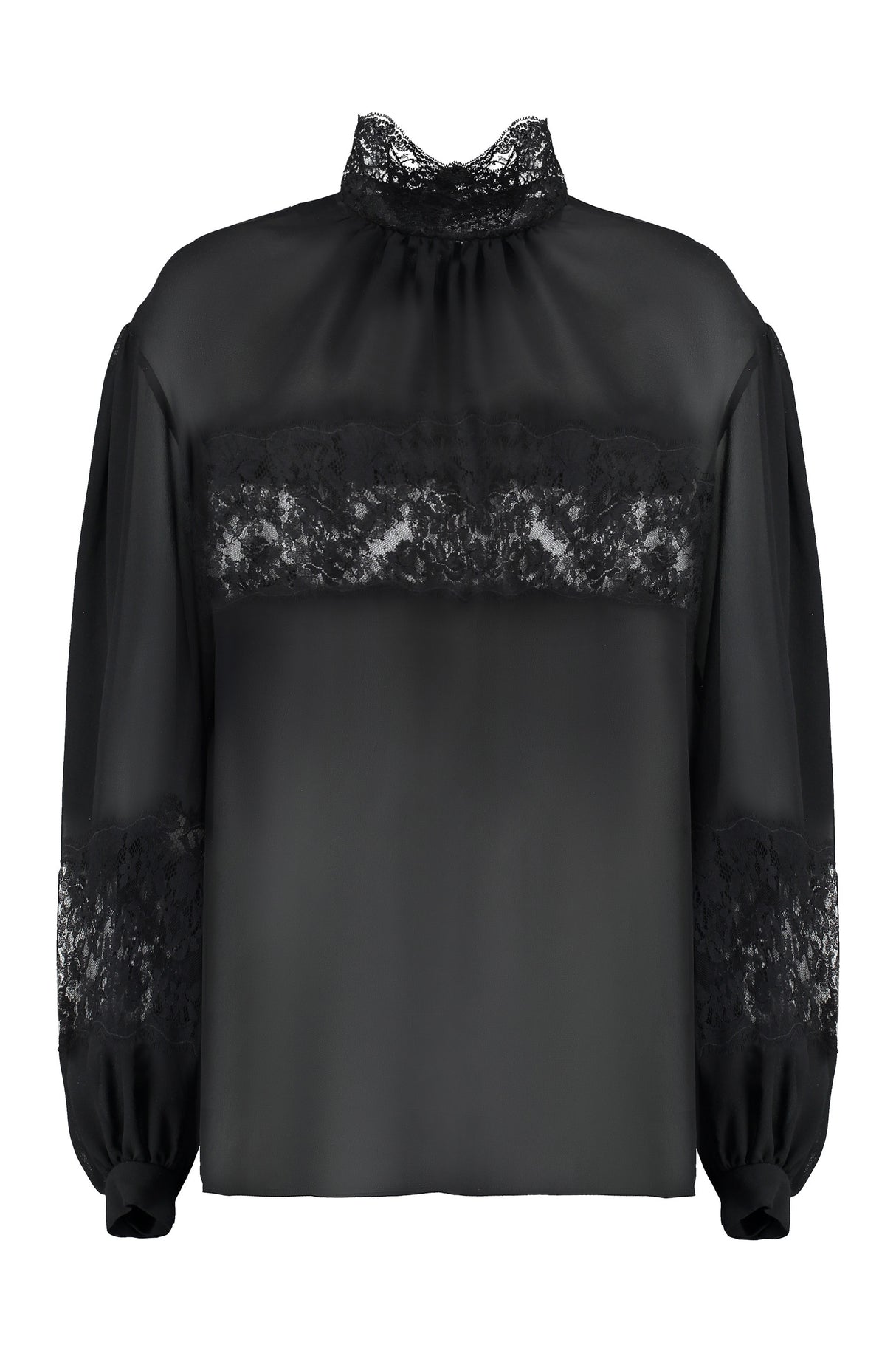 DOLCE & GABBANA Elegant Black Lace and Georgette Blouse for Women