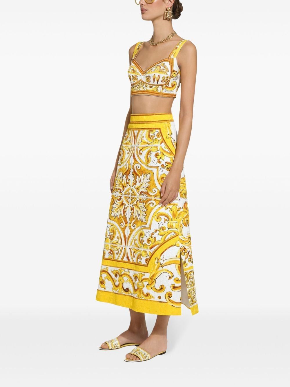 DOLCE & GABBANA Vibrant Majolica Print Crop Top