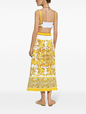 DOLCE & GABBANA Vibrant Majolica Print Crop Top