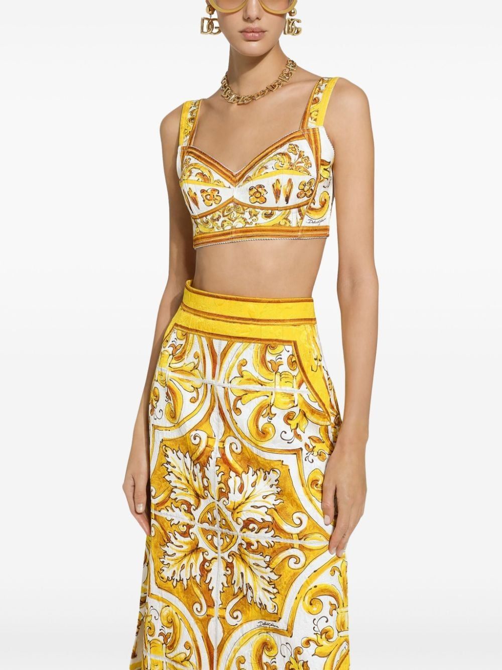 DOLCE & GABBANA Vibrant Majolica Print Crop Top