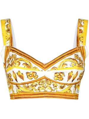 DOLCE & GABBANA Vibrant Majolica Print Crop Top