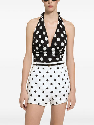 DOLCE & GABBANA Chic Polka Dot Silk Halter Top