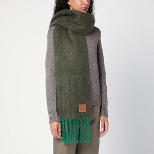 LOEWE Textured Mohair and Wool Blend Scarf with Decorative Fringes