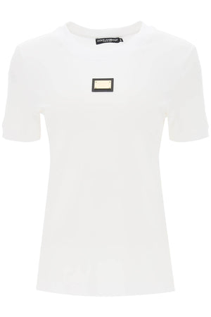 DOLCE & GABBANA White Cotton T-Shirt for Women - FW23 Collection