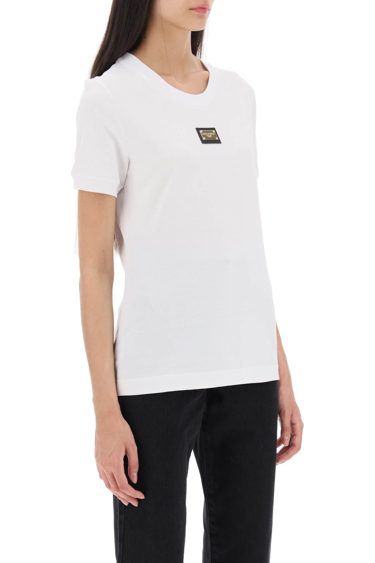 DOLCE & GABBANA White Cotton T-Shirt for Women - FW23 Collection